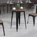 Flash Furniture Round Round Black Metal Indoor Table with Waln, 24" W, 24" L, 30.5" H, Wood Top, Wood Grain CH-51080-29M1-BK-GG